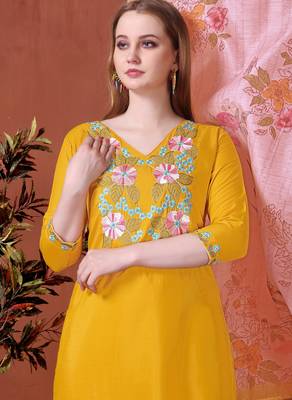 Yellow color smart and readymade kurta set for and formal looks 3