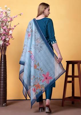 Blue color smart and readymade kurta set for and formal looks 2