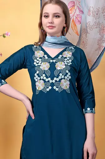 Blue color smart and readymade kurta set for and formal looks