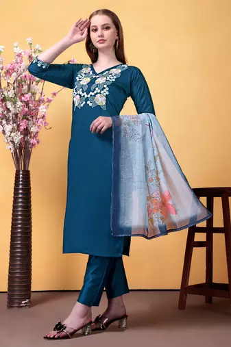 Blue color smart and readymade kurta set for and formal looks