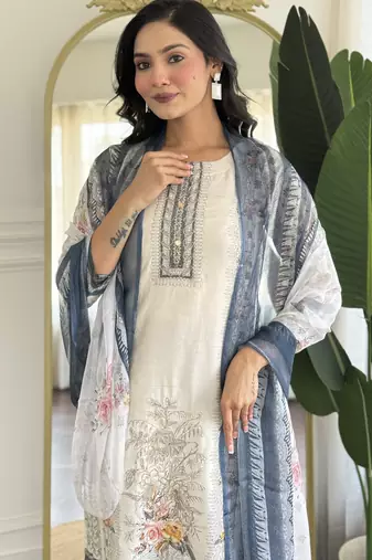 Off white color smart and ethnic readymade kurta set for casual and formal looks