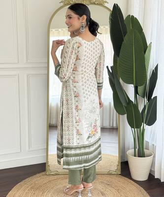 Off white color smart and readymade kurta set for and formal looks 2