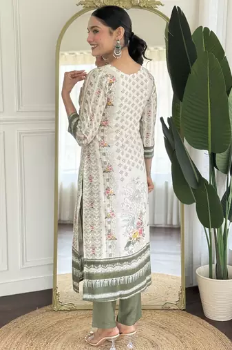 Off white color smart and readymade kurta set for and formal looks