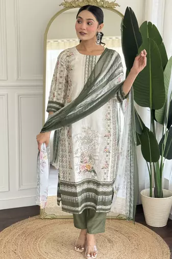 Off white color smart and readymade kurta set for and formal looks