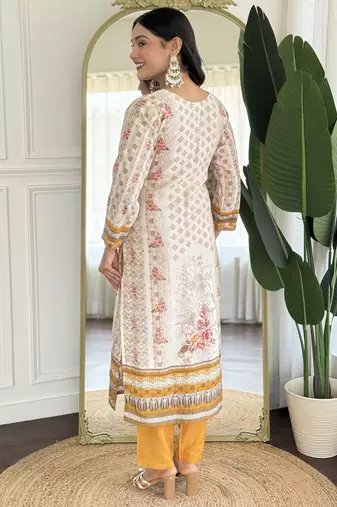 Off white color smart and readymade kurta set for and formal looks
