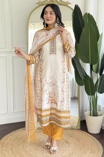 Off white color smart and readymade kurta set for and formal looks