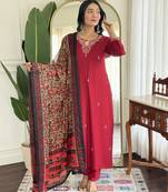 Pink color smart and ethnic readymade kurta set for casual and formal looks