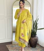 Lemon color smart and ethnic readymade kurta set for casual and formal looks