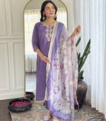 Purple color smart and ethnic readymade kurta set for casual and formal looks