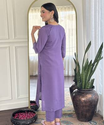 Purple color smart and ethnic readymade kurta set for casual and formal looks 2