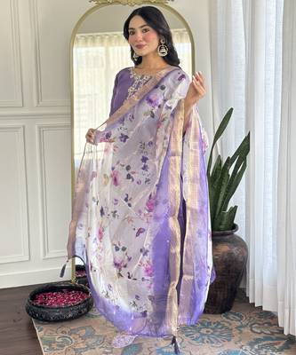 Purple color smart and ethnic readymade kurta set for casual and formal looks 4