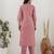 Pink color chanderi silk fabric beautiful festive wear readymade kurta set