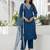 Teal blue color chanderi silk fabric beautiful festive wear readymade kurta set