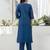 Teal blue color chanderi silk fabric beautiful festive wear readymade kurta set