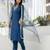 Teal blue color chanderi silk fabric beautiful festive wear readymade kurta set