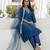 Teal blue color chanderi silk fabric beautiful festive wear readymade kurta set