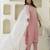 Pink color silk blend fabric beautiful festive wear readymade kurta set