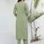 Pista color silk blend fabric beautiful festive wear readymade kurta set