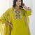 Lemon color cotton blend readymade kurta set for girls' ethnic festive looks