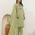 Pista color cotton blend readymade kurta set for girls' ethnic festive looks
