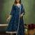 Teal blue color silk blend designer embroidery work heavy looks salwar kameez