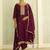 Purple color silk blend designer embroidery work heavy looks salwar kameez