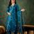 Teal blue color smart silk blend fabric designer embroidery work ceremonial kurta set