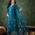 Teal blue color smart silk blend fabric designer embroidery work ceremonial kurta set