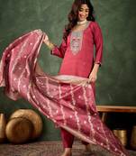 Maroon color smart viscose rayon fabric designer embroidery work ceremonial kurta set