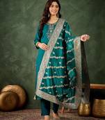 Rama color smart viscose rayon fabric designer embroidery work ceremonial kurta set