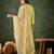Yellow color smart silk blend fabric designer embroidery work ceremonial kurta set