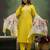 Lemon color beautiful cotton blend readymade kurta set with designer embroidery work