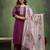 Purple color beautiful cotton blend readymade kurta set with designer embroidery work