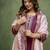 Purple color beautiful cotton blend readymade kurta set with designer embroidery work
