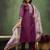 Purple color beautiful cotton blend readymade kurta set with designer embroidery work