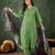 Pista color beautiful cotton blend readymade kurta set with designer embroidery work