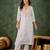 Peach color roman silk blend ethnic kurta set for embroidered ceremonial looks