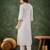 Green color roman silk blend ethnic kurta set for embroidered ceremonial looks