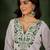 Green color roman silk blend ethnic kurta set for embroidered ceremonial looks