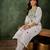 Green color roman silk blend ethnic kurta set for embroidered ceremonial looks