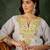 Yellow color roman silk blend ethnic kurta set for embroidered ceremonial looks