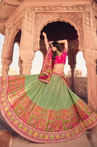 green traditional kanjivaram silk lehenga choli