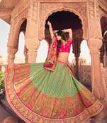 green traditional kanjivaram silk lehenga choli