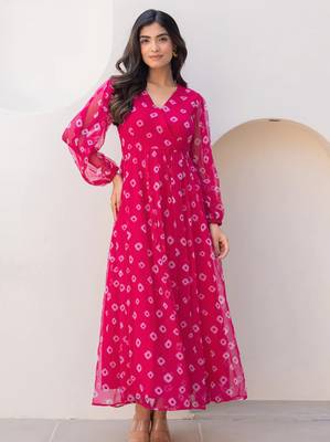 Pink color beautiful faux georgett festive wear gown 1