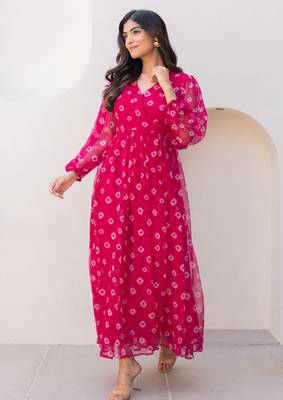 Pink color beautiful faux georgett festive wear gown 3