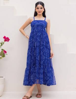 Blue color beautiful faux georgett festive wear gown 1