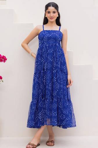 Blue color beautiful faux georgett fabric ethnic festive wear girlie gown