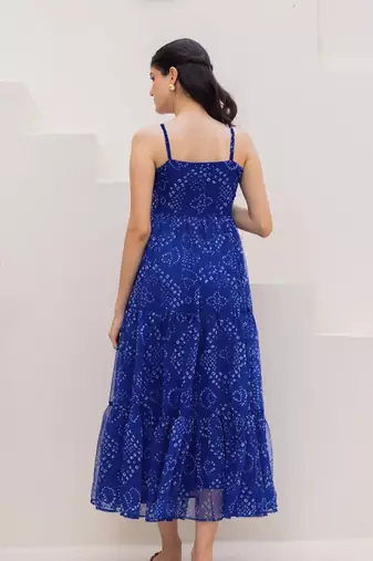 Blue color beautiful faux georgett festive wear gown