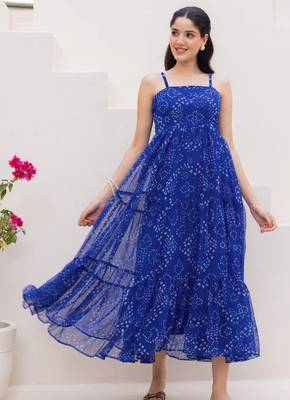 Blue color beautiful faux georgett festive wear gown 3