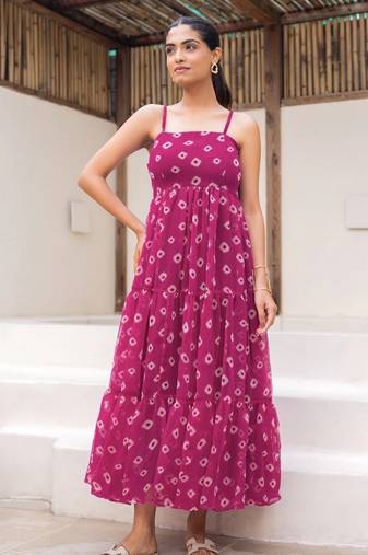Magenta color beautiful faux georgett fabric ethnic festive wear girlie gown